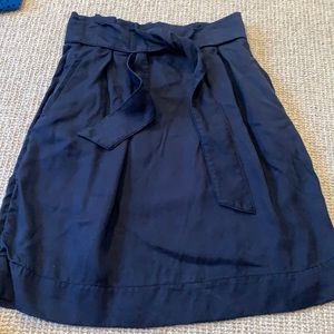 Navy front tie skater skirt